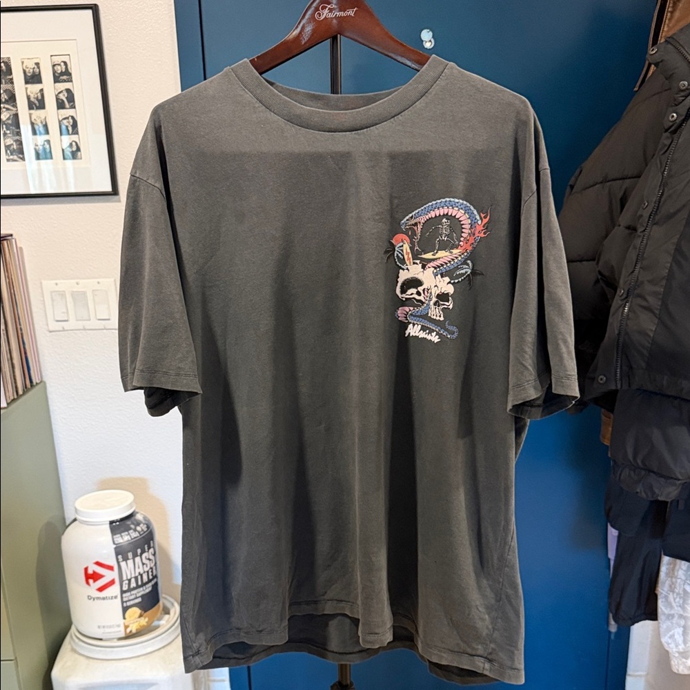 All Saints Dark Gray Graphic Tee